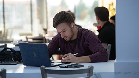 Student Studying in the Stevens Student Center