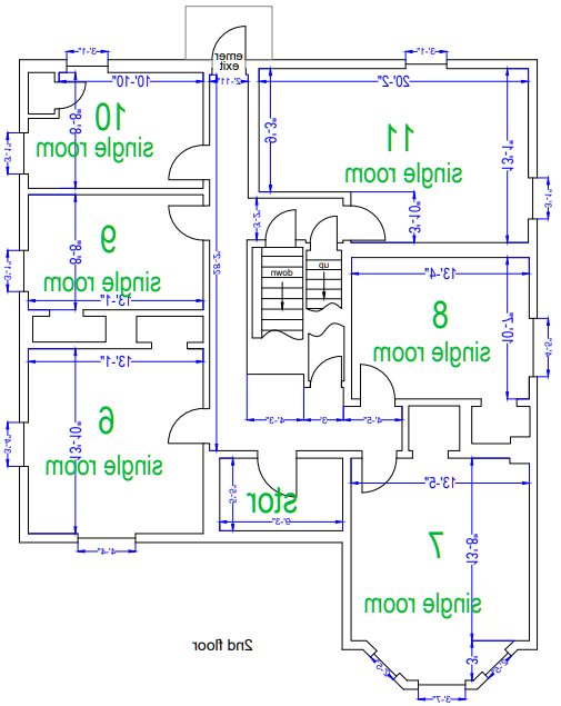 Harriman house second floor with dimensions